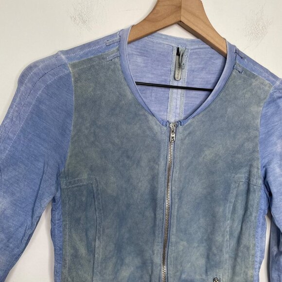 Roncarati Lambskin Leather Jacket Womens Size 40 US Size 2-4 Blue Italian Luxury - Picture 2 of 8